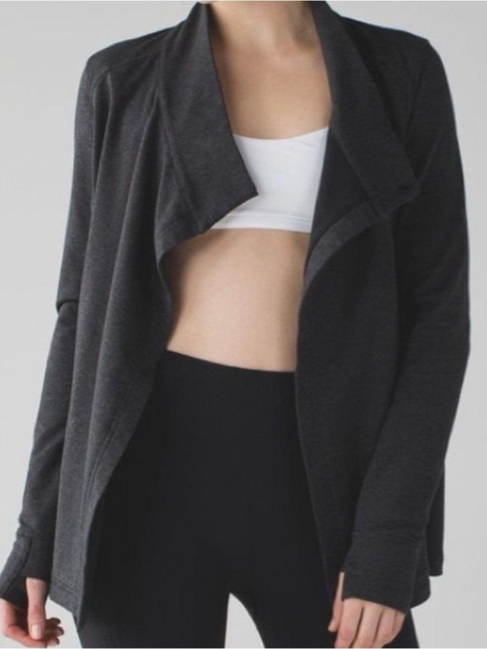 Lululemon Coast Wrap II Open Front Cardigan French Terry Gray Size 6 - C52-079